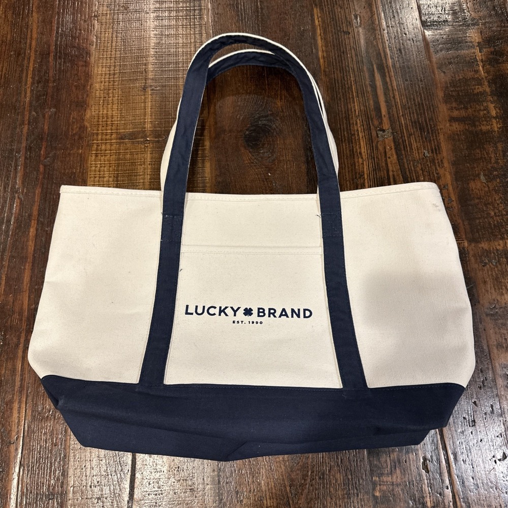 Lucky Brand large Sturdy Canvas Shoulder Tote Bag Zip Close
